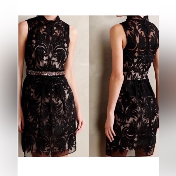 Anthropologie Dresses & Skirts - Anthropologie Yoana Baraschi Overture Black Lace Tulle Mesh Sheath Mini Dress 2